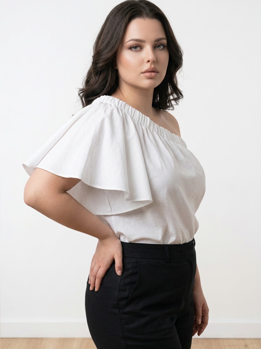 Misa Los Angeles White Flutter-Sleeve Cotton Blouse